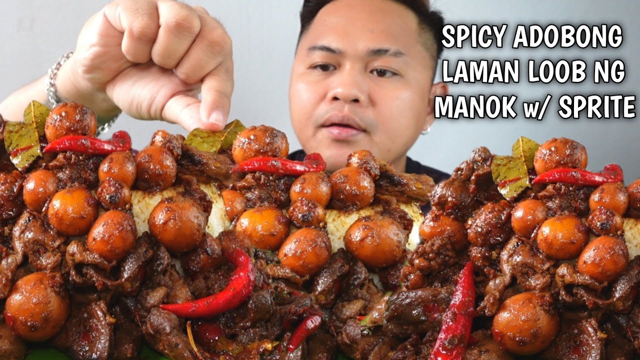SPICY ADOBONG LAMAN LOOB NG MANOK WITH SPRITE | INDOOR COOKING | MUKBANG PHILIPPINES