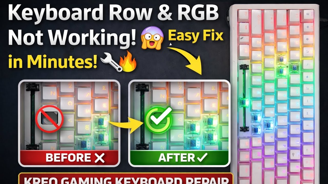 Gaming keyboard Repair, one Row and RGB Not Working, Gaming mechanical keyboard Repair 