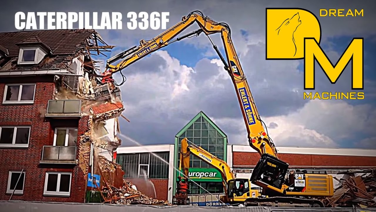 CATERPILLAR 336F 🚧 LONGFRONT + KOMATSU PC210 BAGGER ABBRUCH BAUSTELLE WOHNHAUS 👷🏻‍♂️