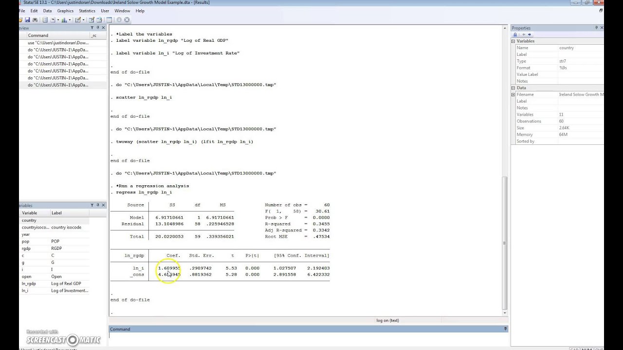 Summary of Interpreting a Regression Output from Stata