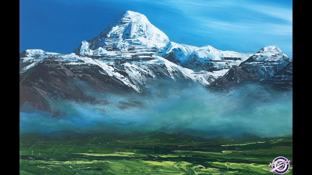 Mt.Kailash Painting | Mountain Landscape Painting | Easy Mountain Painting | Art Candy