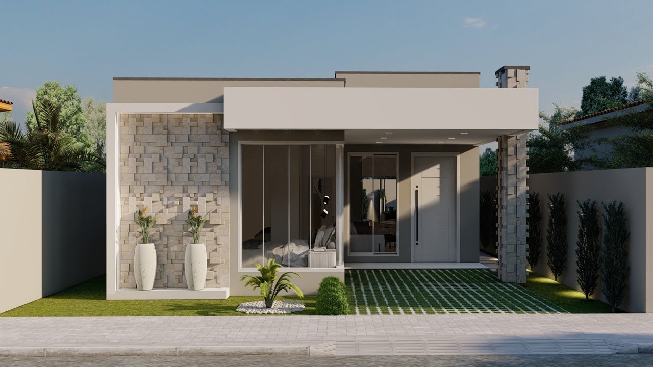 Tour por uma casa pequena e aconchegante, com piscina.