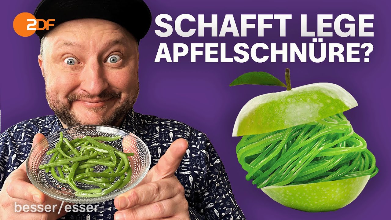 Apfelschnüre Challenge: Sebastian verheddert sich in grünen Schnüren
