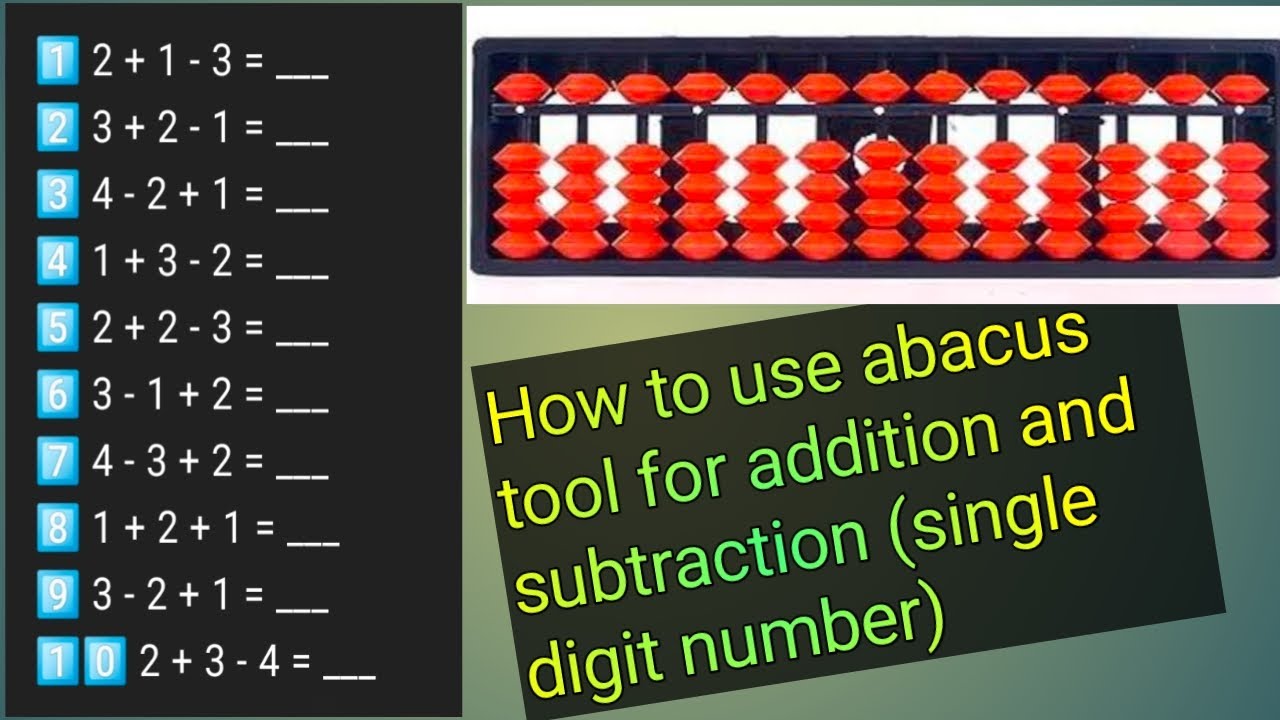Learn to Add and Subtract ones place number in Abacus tool