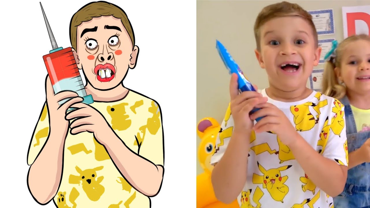 Diana and Roma - wash your hands story funny cartoon drawing memes😂 | Diana and Roma Funny video 