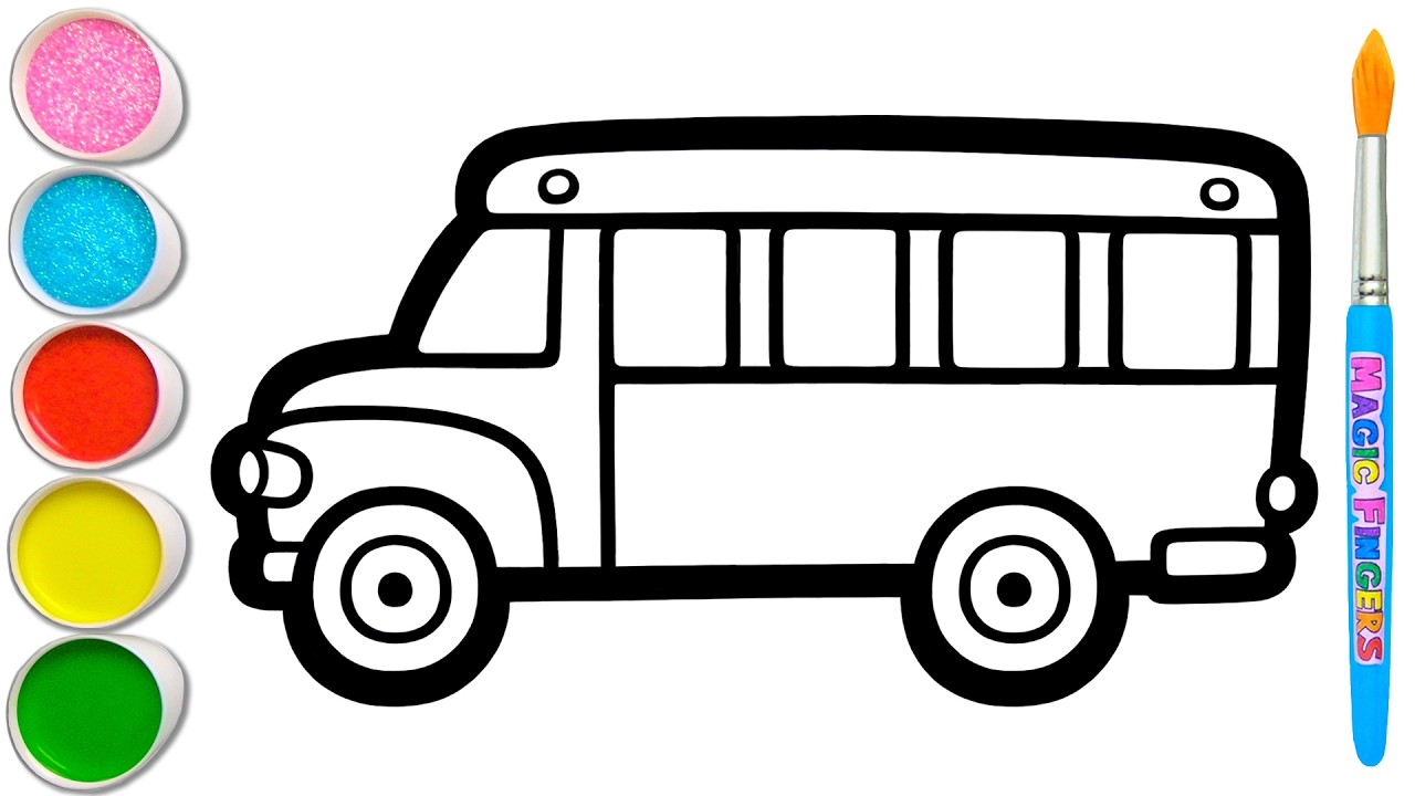 Bus Sekolah dengan Siswa Menggambar, Melukis, Mewarnai untuk Anak, Balita | Kembali ke Sekolah #350