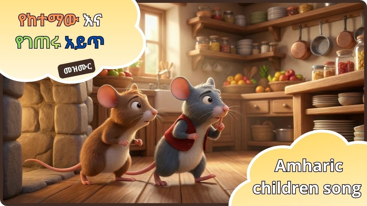 የከተማው እና የገጠሩ አይጥ መዝሙር  The City Mouse and the Country Mouse Amharic children song