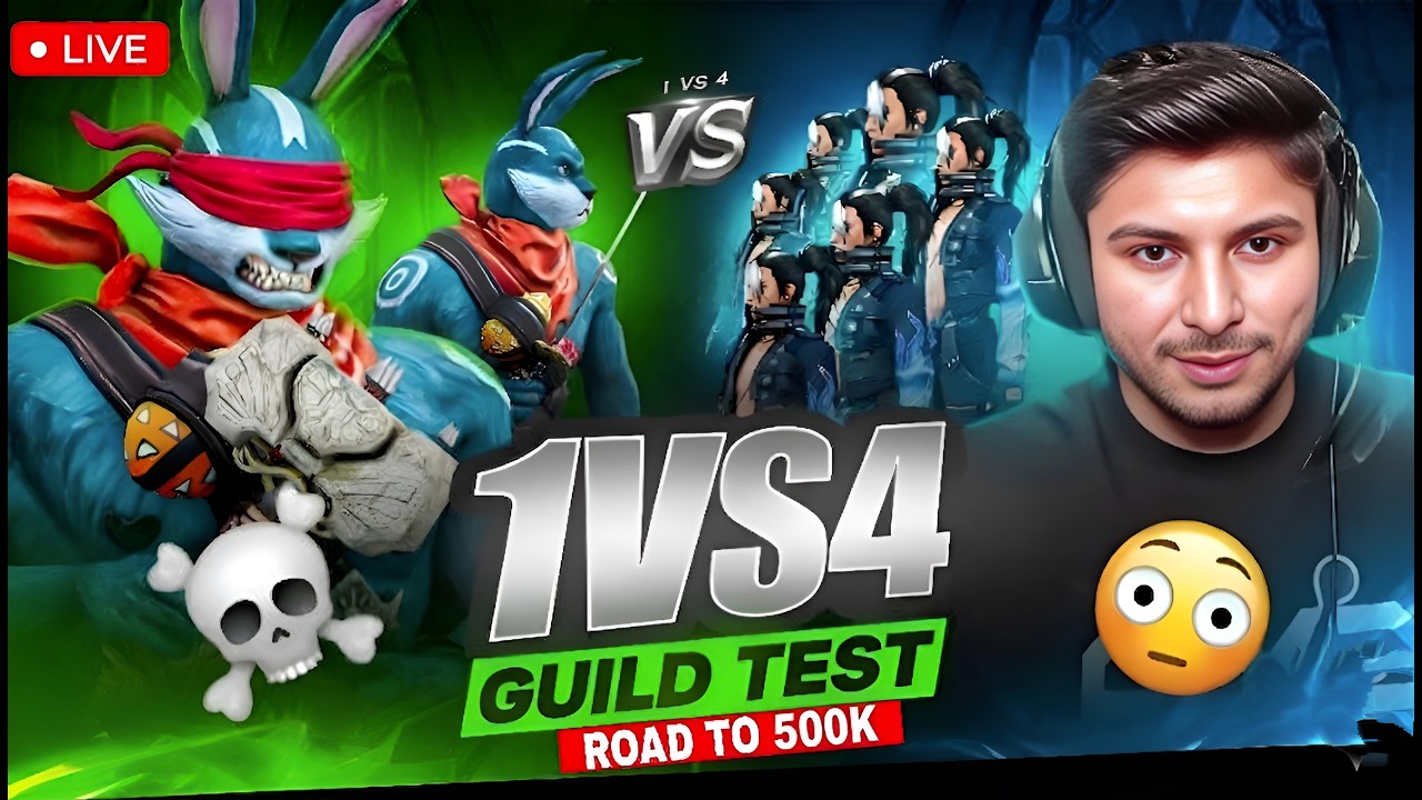 FF LIVE TOP 1 GUILD TEST 1 VS 4 | ROAD TO 200K ON LIVE | LIVE GUILD TESTING#fflive #girllive #ffgirl