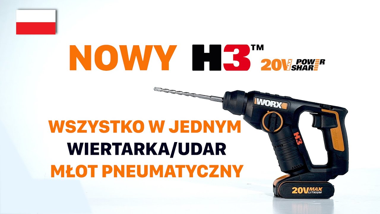 WORX WX394 Bezprzewodowa wiertarka udarowa obrotowa 20V   PL