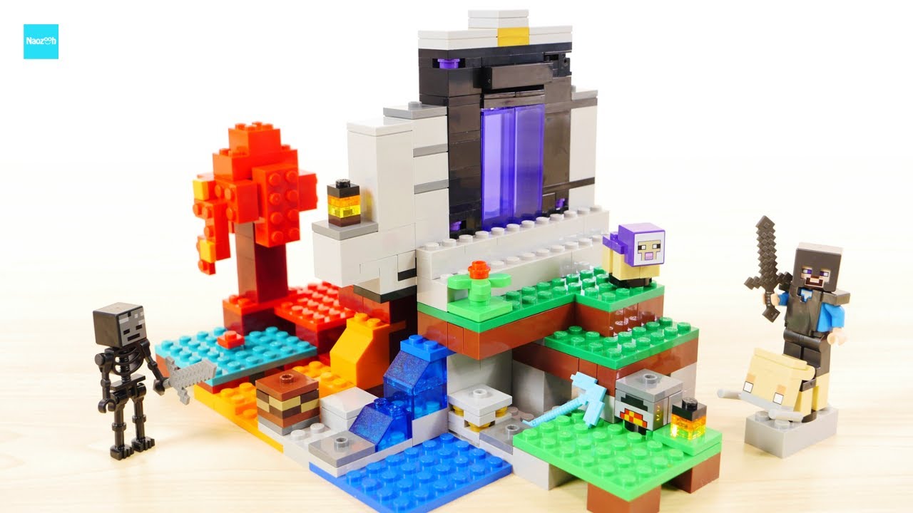 レゴ マインクラフト 荒廃したポータル 21172 ネザライト フル装備 ／ LEGO Minecraft The Ruined Portal Speed Build & Review