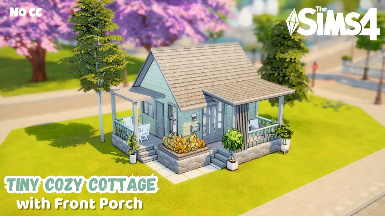 Tiny Cozy Cottage with Front Porch | The Sims 4 ASMR Speed Build