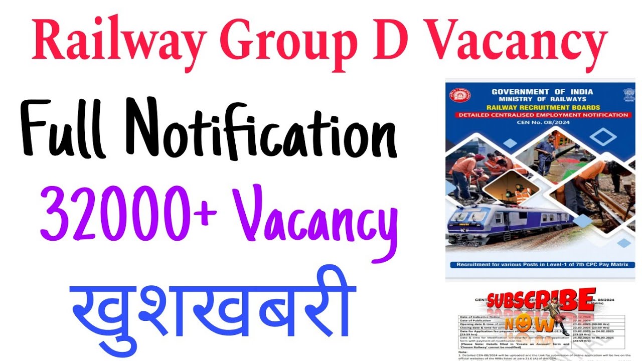 Railway Group D Vacancy 2024-25।। RRB Group D Vacancy।। Full Notification @srgurukulpoint