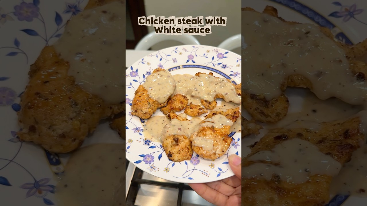 Chicken steak with White sauce #food #cooking #foryou #recipe #foodie #easyrecipe #chickensteak