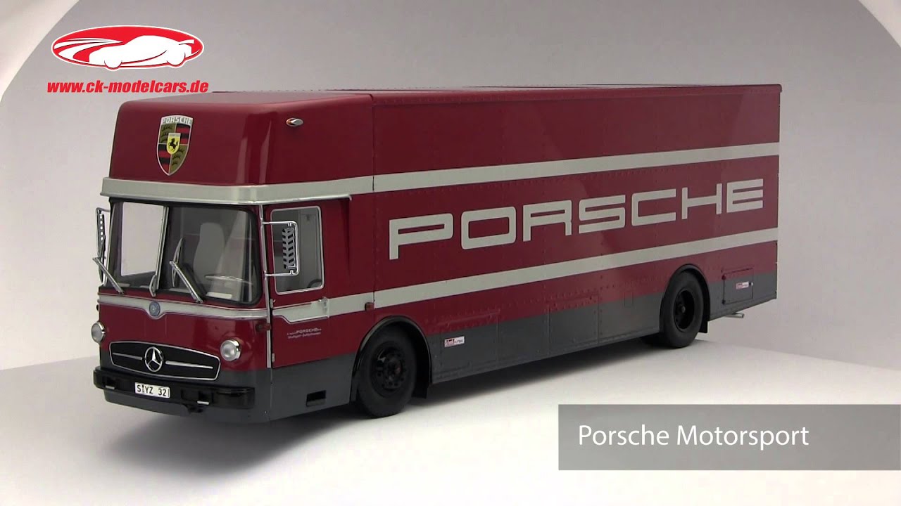 ck-modelcars-video: Mercedes-Benz O 317 Racing Car Transporter Porsche Motorsport Schuco