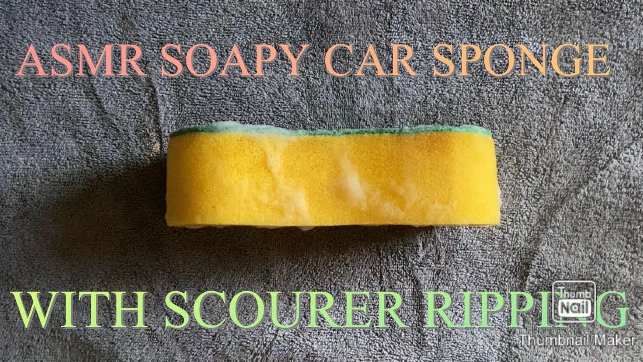 ASMR Very Soapy Car Sponge w/ Scourer Ripping | Crunchy Squeezing | Scratching | Unpacking | Slicing