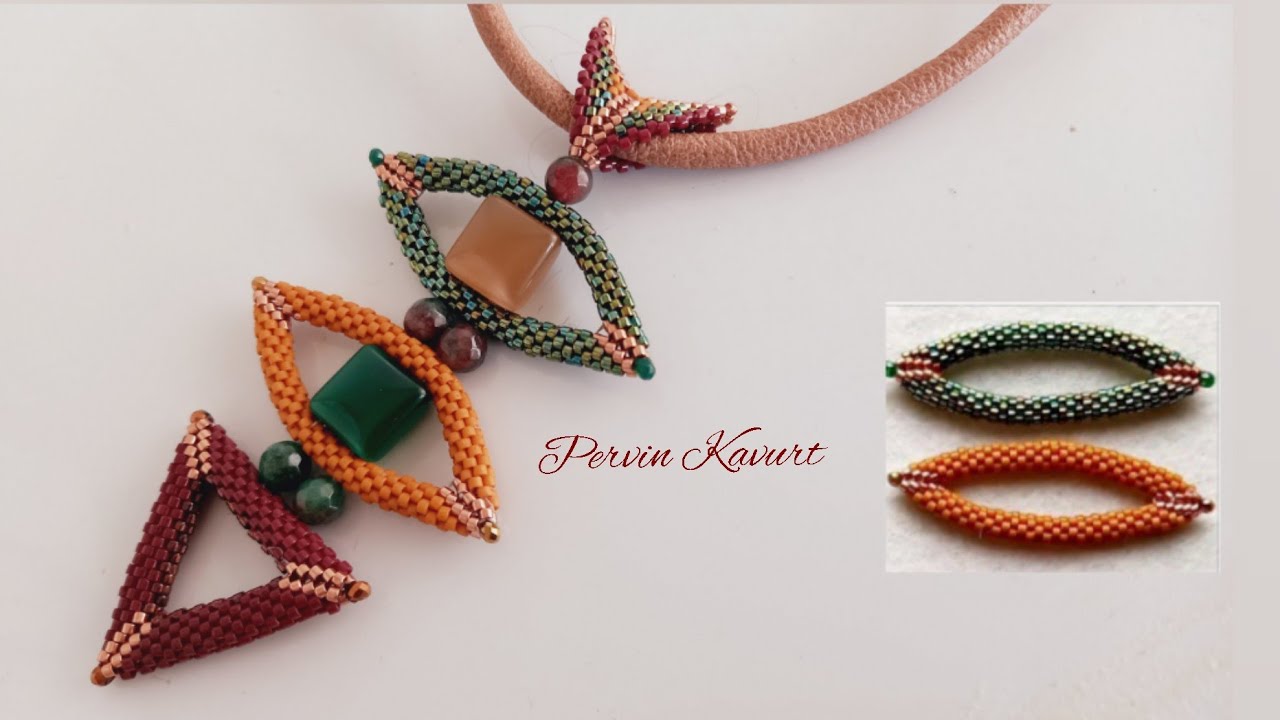 Üçgen, Oval Peyote Kolye Yapımı Bölüm#1 I  3D Triangle, Oval Peyote Necklace Tutorial Episode#1 DIY