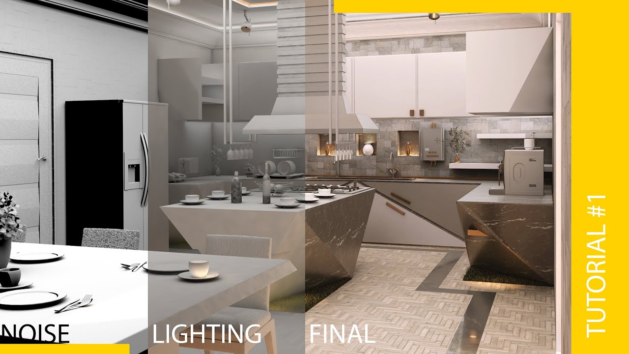 Modern Kitchen design: Modeling, Materials, Lighting, Vray settings