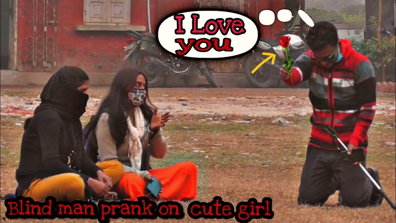 Blind man prank on cute girls😂 Gone emotional😥//blind prank..