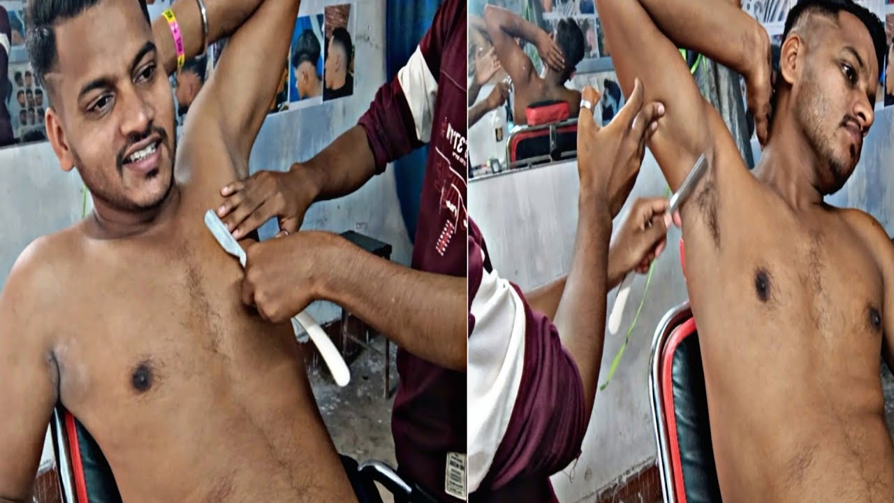 without cream straight razor chest shaving and underarm shave for men step by step full tutorial