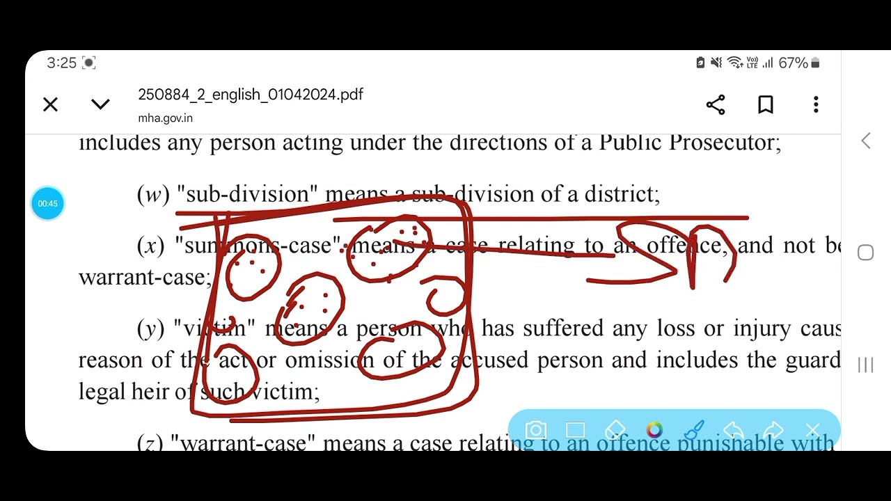 Section 2(1)(w) of bnss [sub-division] #legalupdates #nagariknyay # #bareact 
