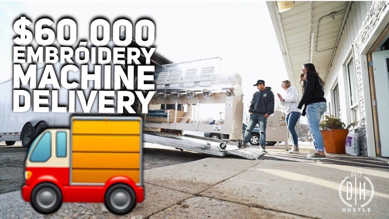 Our new $60,000 SWF Dual Function 8 head embroidery machine delivered
