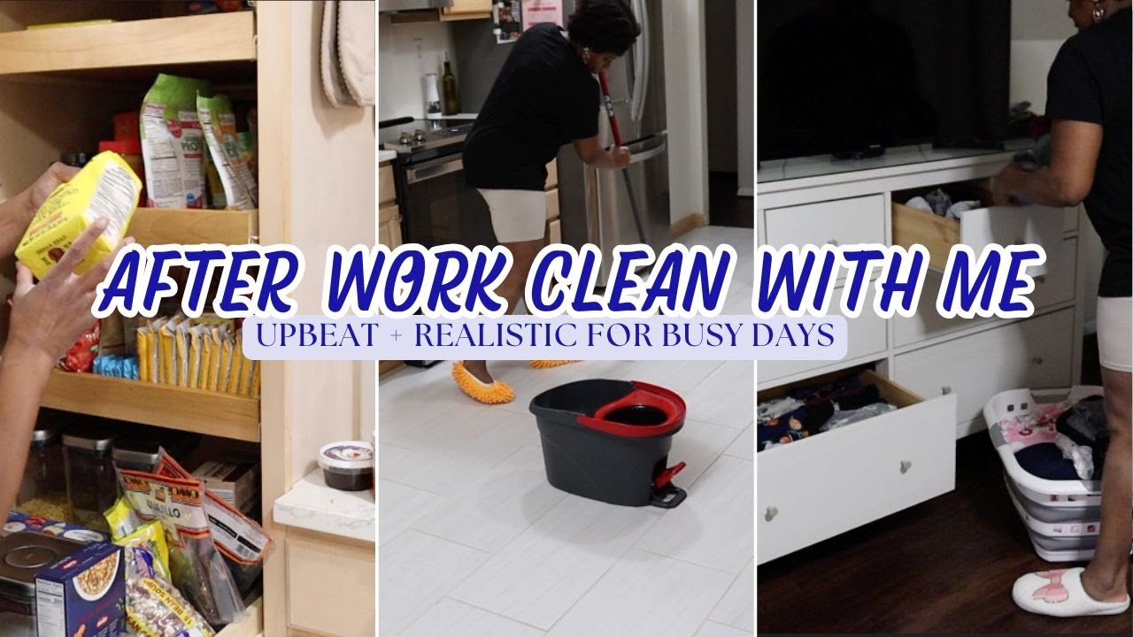 After Work Clean with Me! | Upbeat Cleaning Music | Realistic Motivation