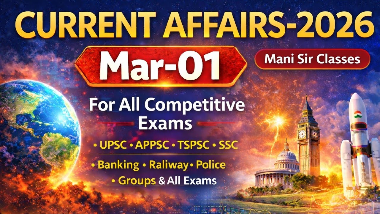 Current Affairs March - 01(మార్చి 1) | Today & Daily Current Affairs | @ManiSirClasses_Telugu 