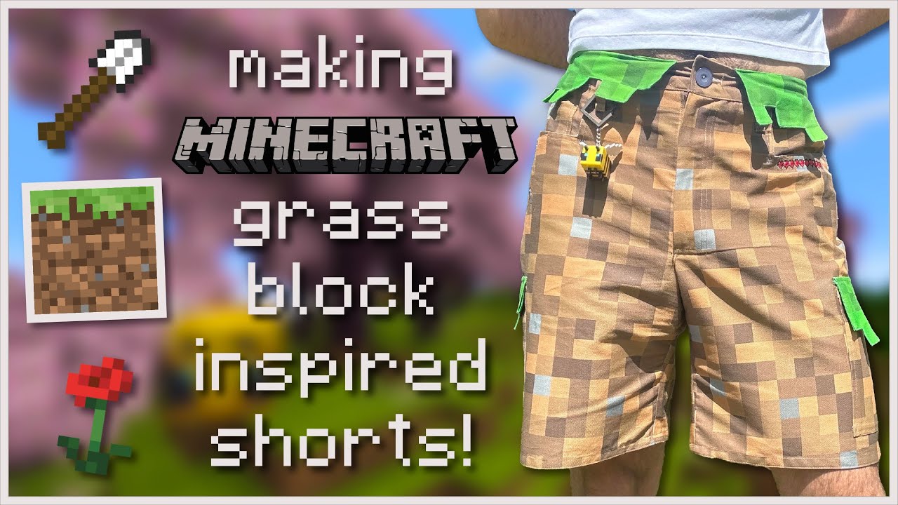making minecraft grass block inspired shorts!