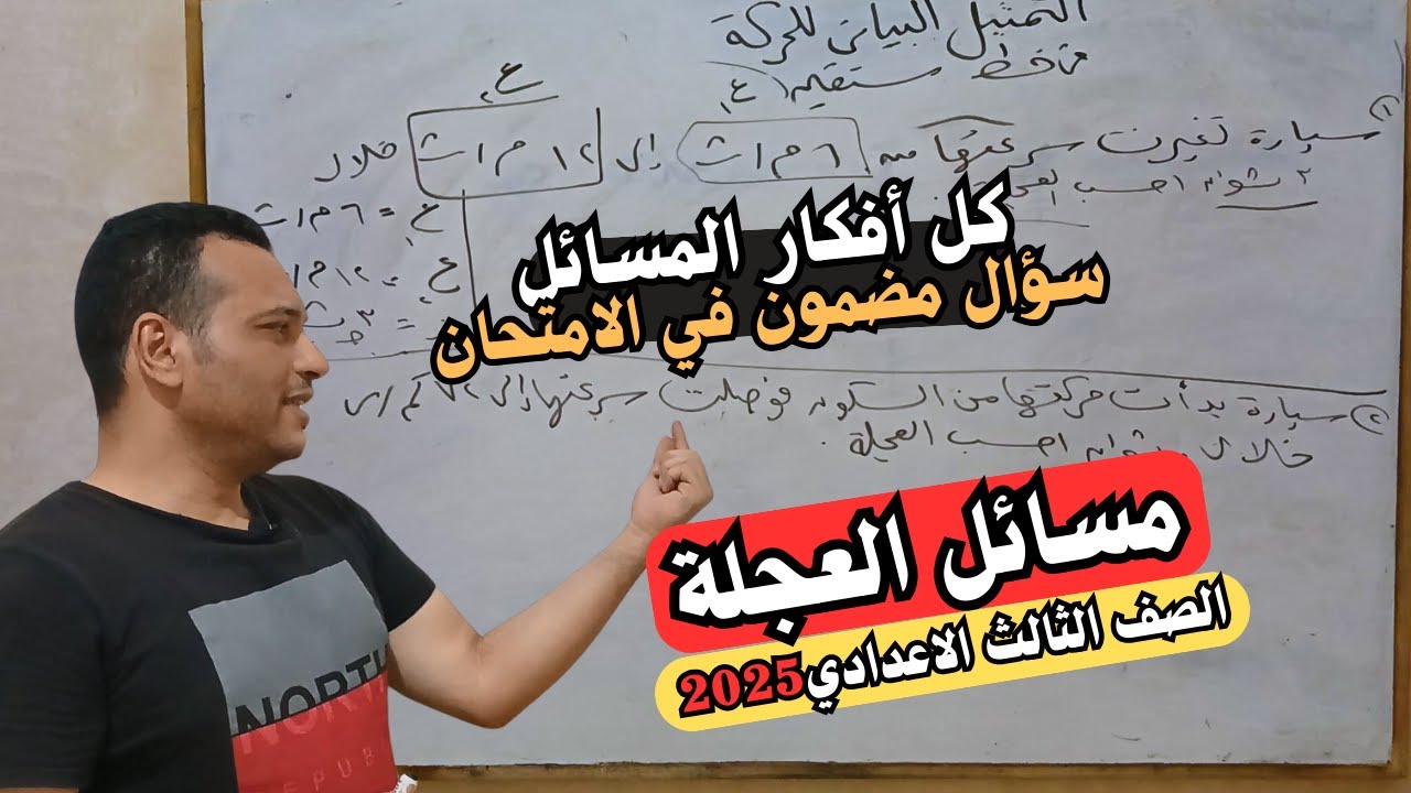 تاني درس علوم تالتة اعدادي ترم اول | التمثيل البياني للحركة في خط مستقيم | حل مسائل العجلة