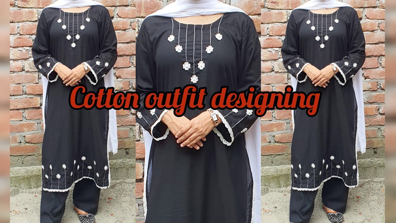 Cotton suit designing 🍁/summer outfit cutting and  stitching /cotton fabric dress design 🍁