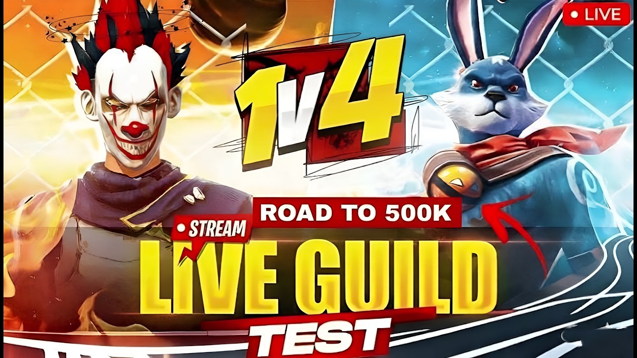 FF LIVE TOP 1 GUILD TEST 1 VS 4 | ROAD TO 200K ON LIVE | LIVE GUILD TESTING#fflive #girllive #ffgirl