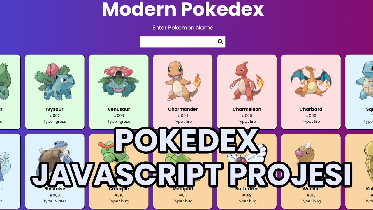 HAVALI POKEDEX ve SEARCH BAR (FETCH ASYNC AWAIT HTML/CSS/JS PROJELERİ #3 )