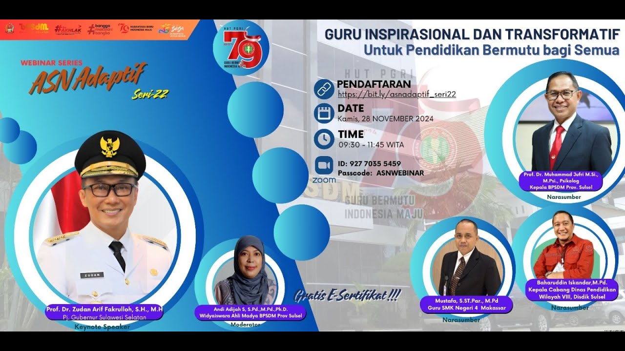 WEBINAR SERIES #22 : GURU INSPIRASIONAL DAN TRANSFORMATIF - UNTUK PENDIDIKAN BERMUTU BAGI SEMUA