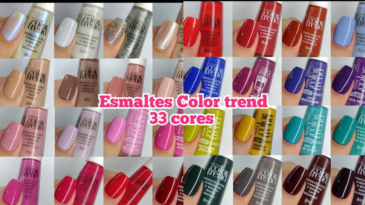 ESMALTES COLOR TREND 33 CORES DO CATÁLOGO DE AVON 2023