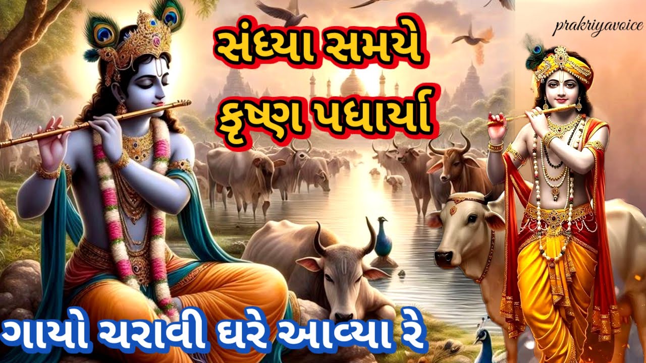 સંધ્યા સમયે શ્રી કૃષ્ણ પધાર્યા ગાયો ચરાવી ઘેર આવ્યા રે 🙏||👇 લખેલું છે || Krishna bhajan