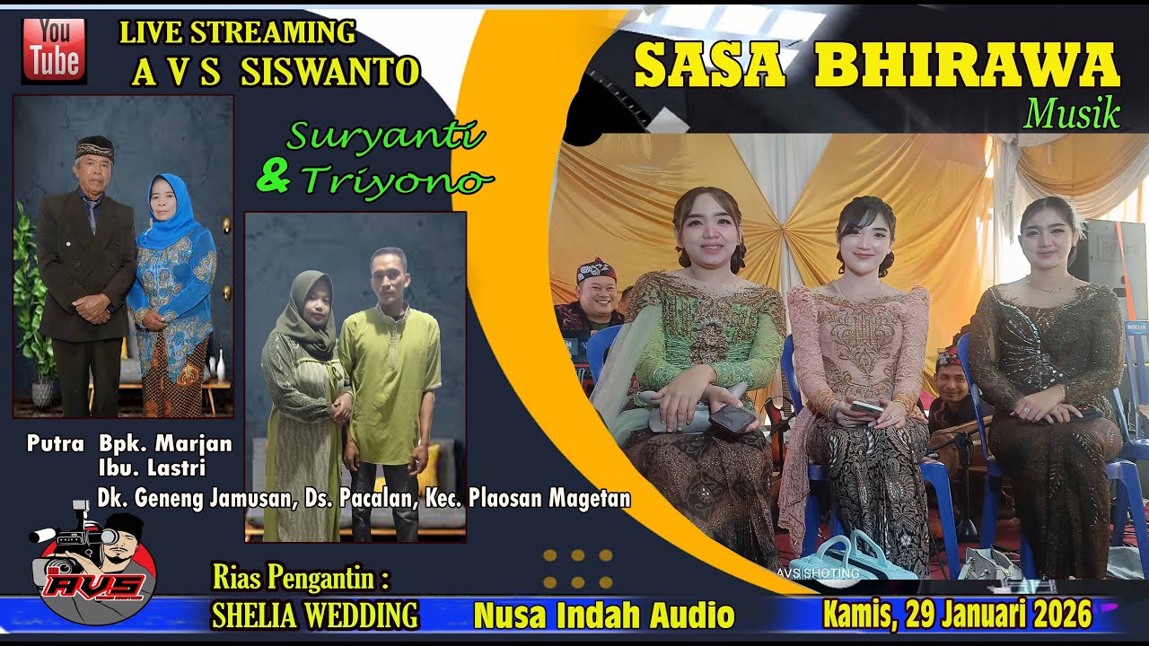 Live 2 AVS  // Pernikahan Suryanti & Triyono // SASA BHIRAWA // NUIN Audio // Kamis,  29- 01-2026