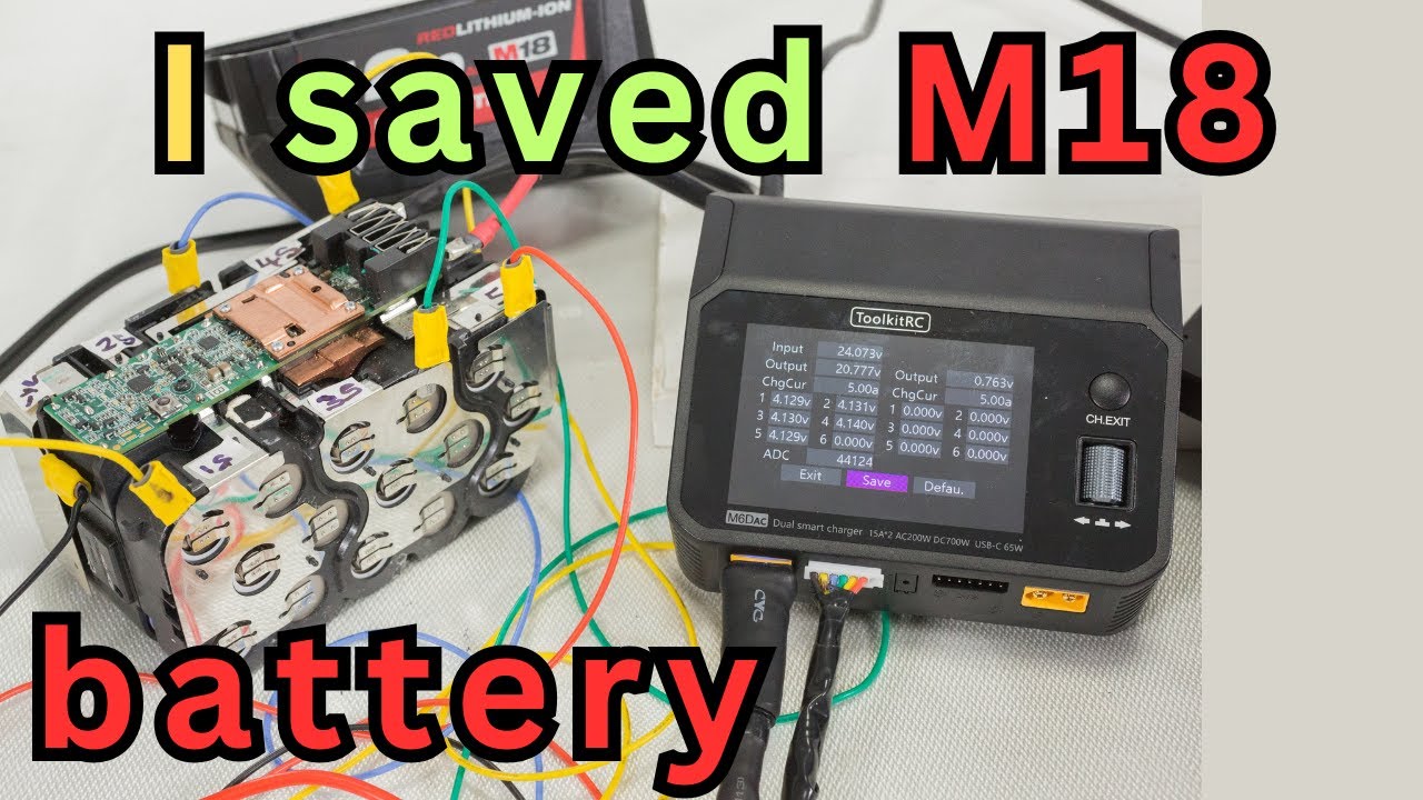 Ремонт литий-ионного аккумулятора MILWAUKEE M18, который не заряжается, с помощью балансировочног...