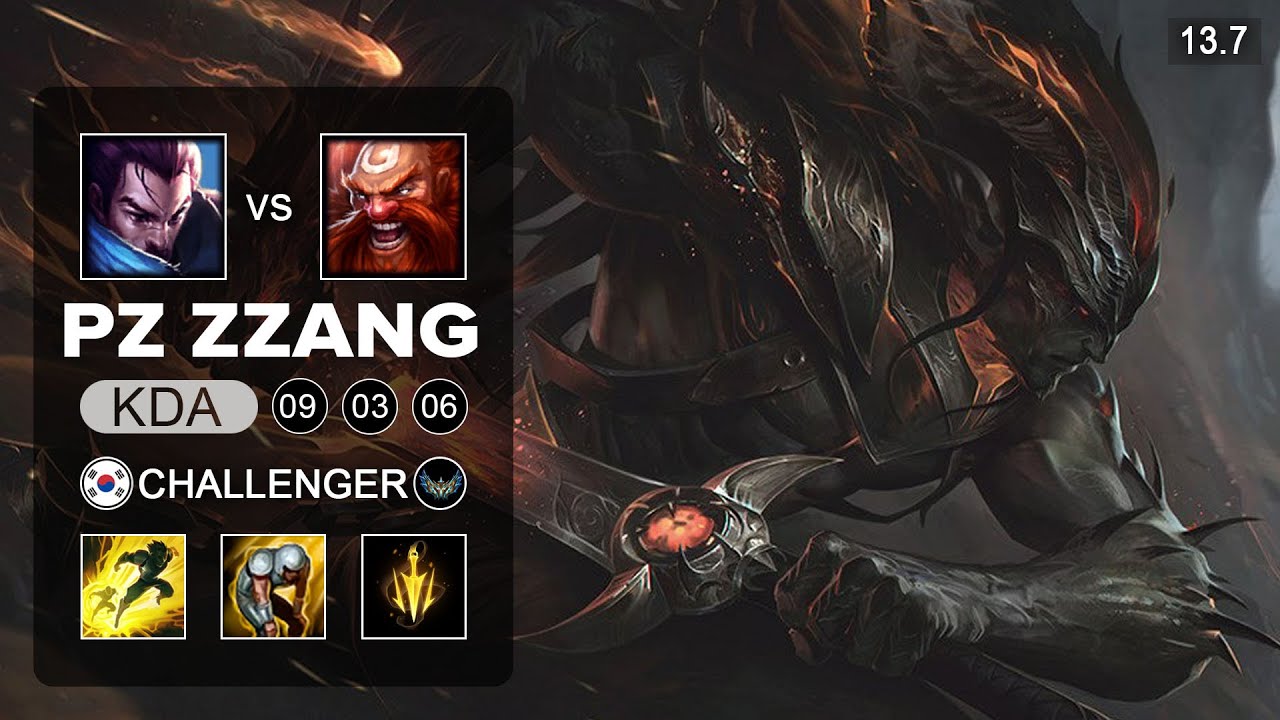 Pz ZZang Yasuo vs Gragas Mid - KR Challenger -  Patch 13.7 Season 13