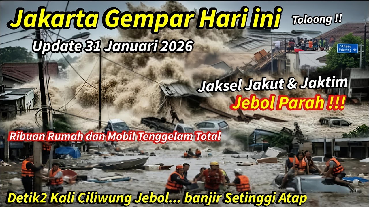 SEKARANG: JAKARTA KEMBALI BANJIR BESAR HARI INI, RIBUAN RUMAH TENGGELAM SE ATAP, CILIWUNG JEBOL!