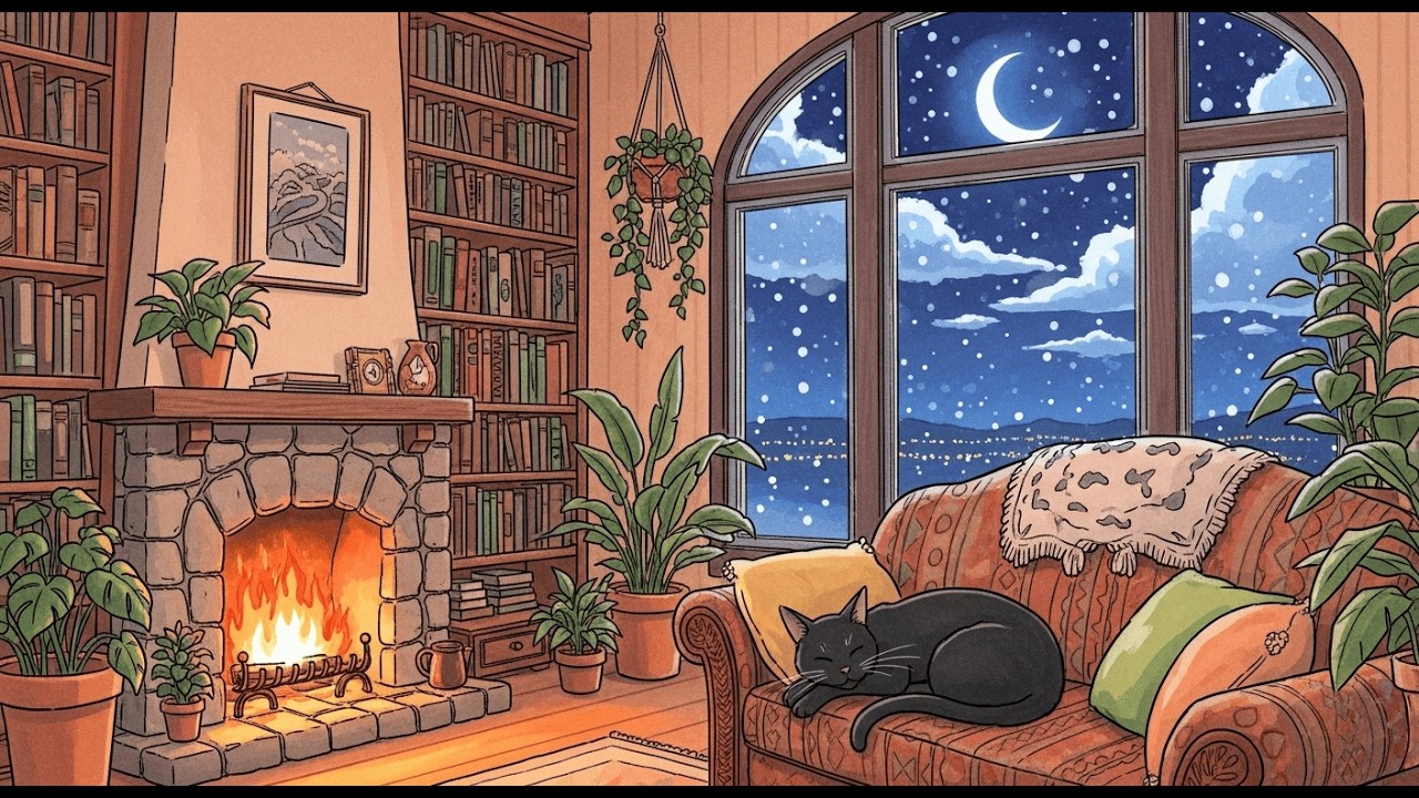 Rain Sounds & Warm Fireplace 🔥 Relaxing Lofi for Focus, Chill & Better Sleep