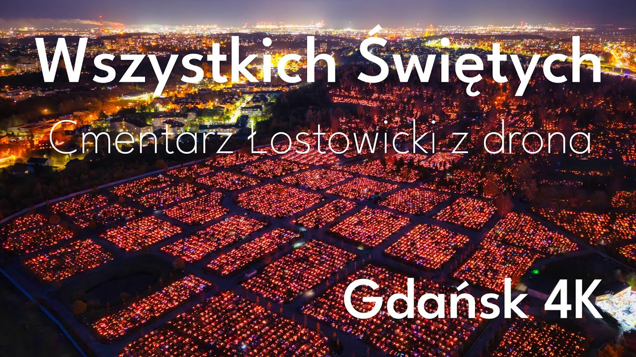 Cmentarz Łostowicki nocą – morze świateł zniczy | Gdańsk z drona DJI Air 3S [4K]