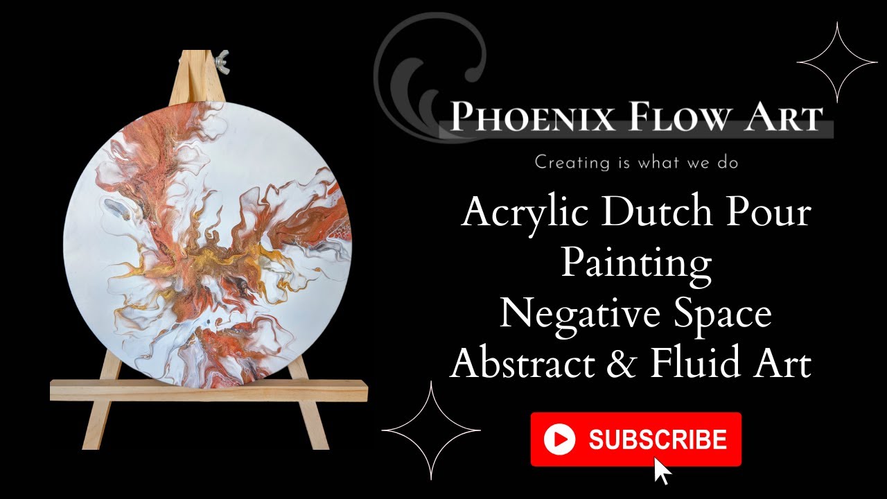 Dutch Pour Acrylic Painting on a round canvas | Fluid Art / Pour Painting | Negative Space Art