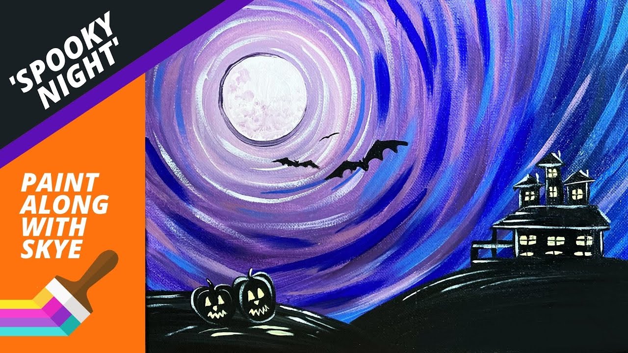 👻 EP38- 'Spooky Night' - Easy Halloween painting tutorial step by step acrylic painting