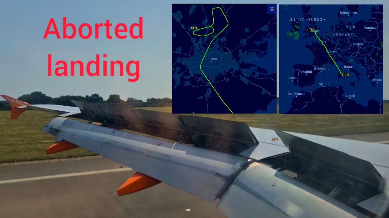 FULL POWER Go-around in Luton | Aborted landing of Easy Jet flight