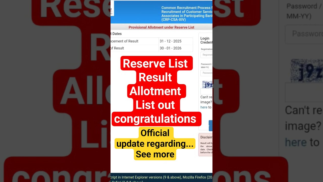IBPS Wait List Selection list 2025 Out | IBPS CLERK | PO | SO Reserve Provisional allotment Result