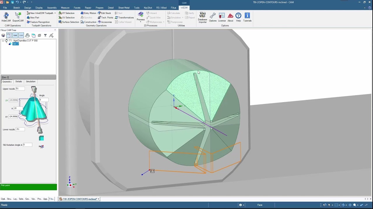 FikusPlus: Programming a Open contour part for the Turn and Burn Index for AgieCharmilles CUT P 550