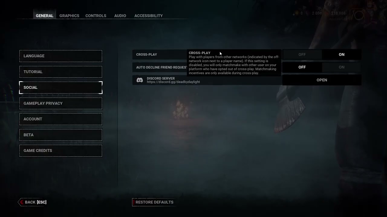 Как включить или выключить кроссплей в Dead by Daylight