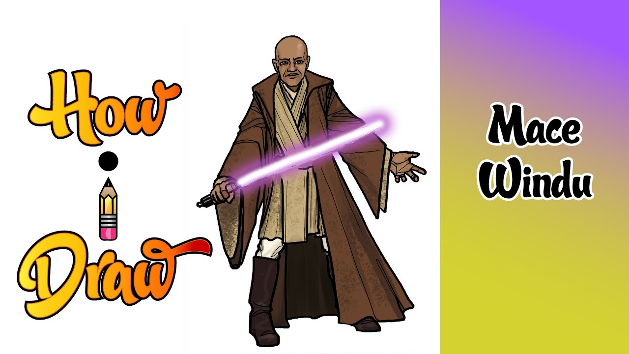 How I Draw MACE WINDU JEDI MASTER from STAR WARS | ** how to draw mace windu art lessons tutorial **