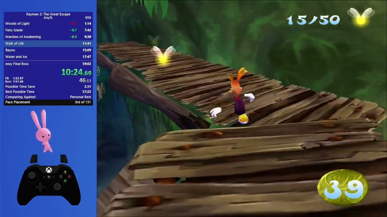 Rayman 2: The Great Escape Any% speedrun in 58:46 [LRT]