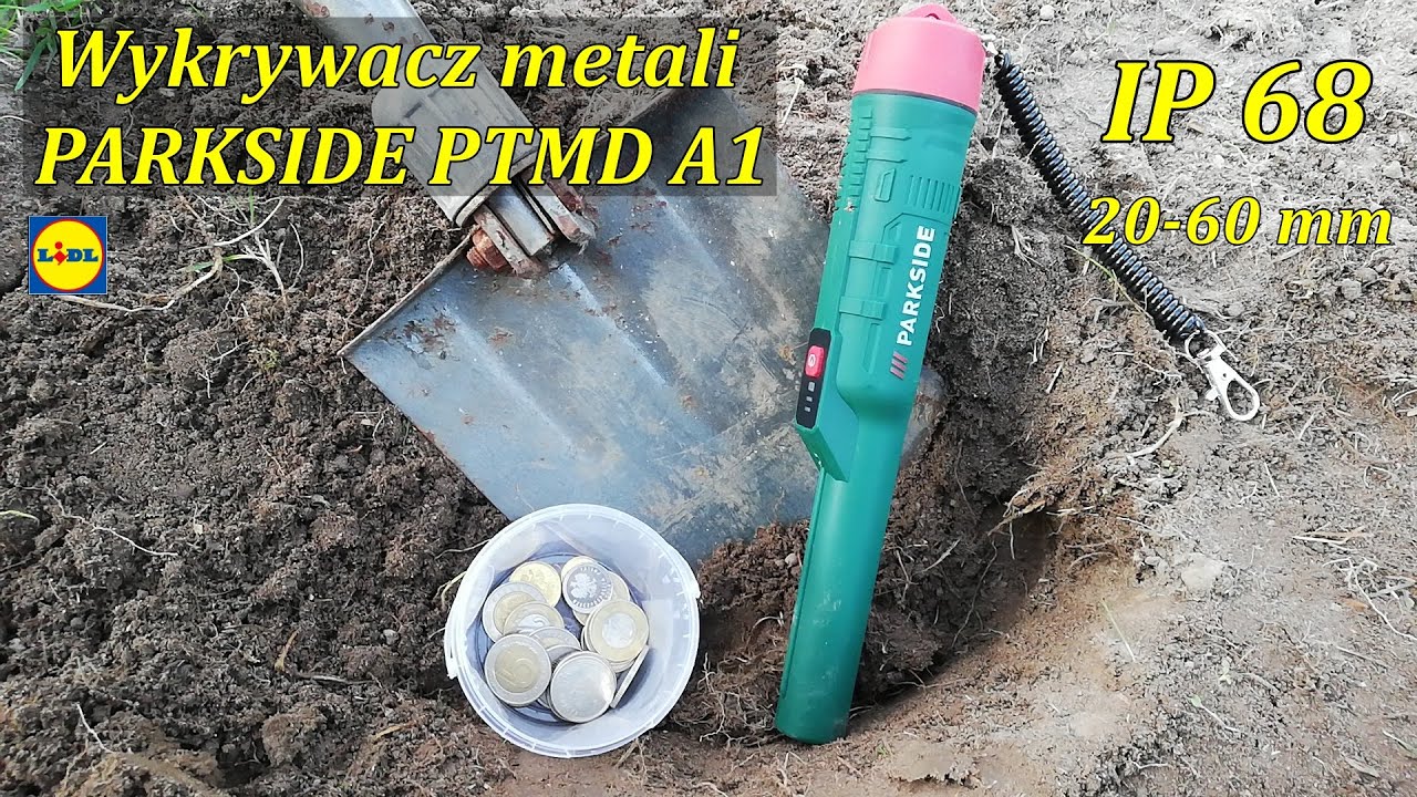 Wykrywacz metali PARKSIDE PTMD A1, metal detector, metale kolorowe, stal, znaleziska